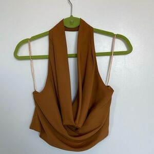 Zara bronze halter crop top